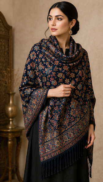 Midnight Mehroz Luxury Pashmina Shawl
