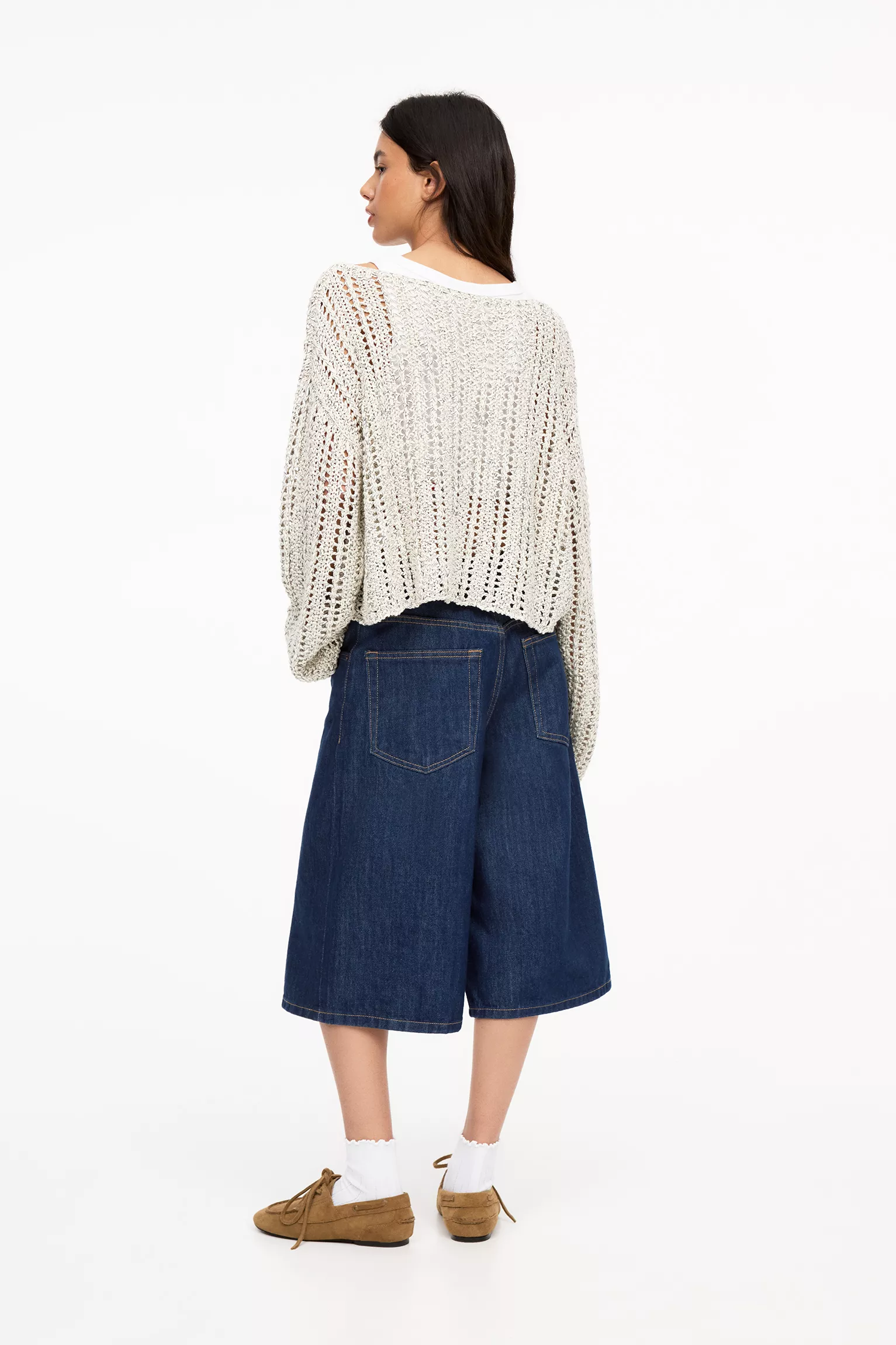 Open knit cropped sweater - Image 2