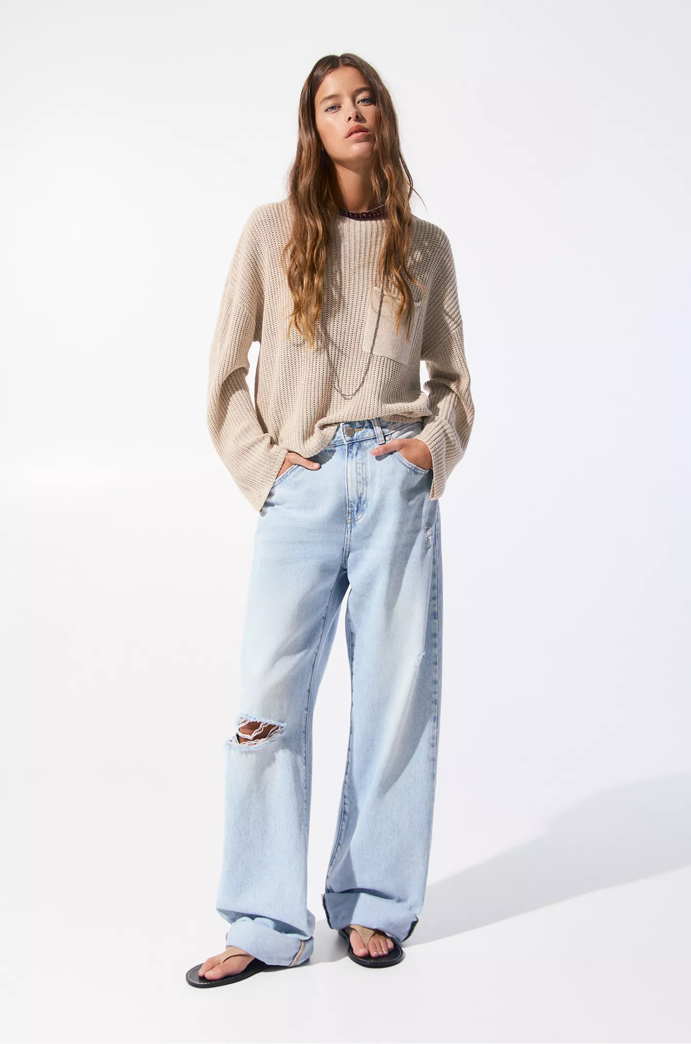 Purl knit jumper with pocket - Image 2