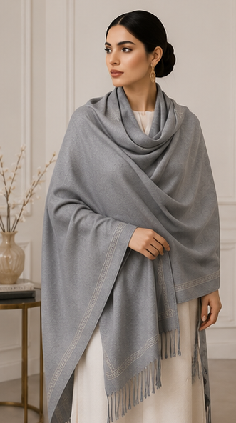 Moonlit Grey Luxury Pashmina Shawl