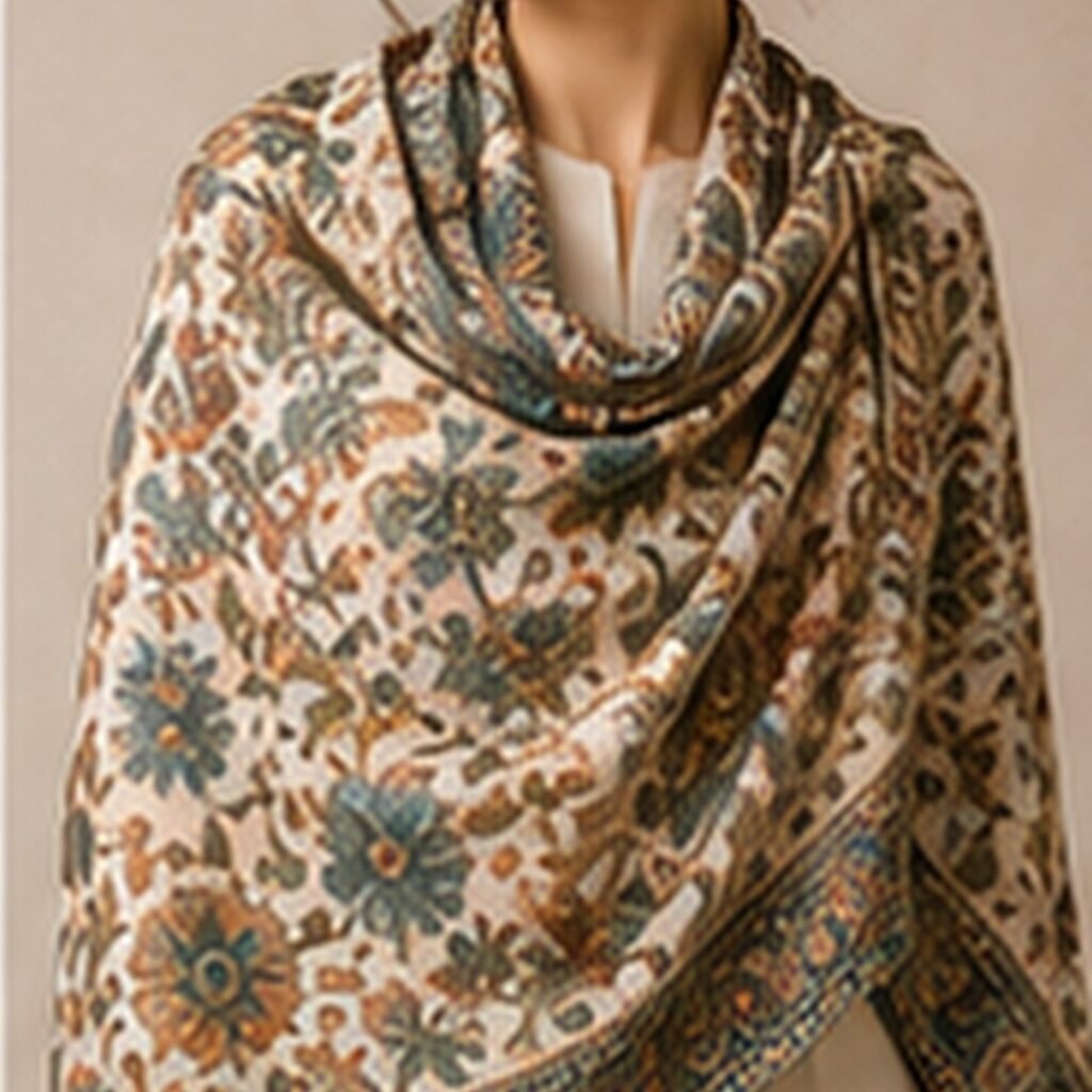 Verdant Ivory Luxury Pashmina Shawl