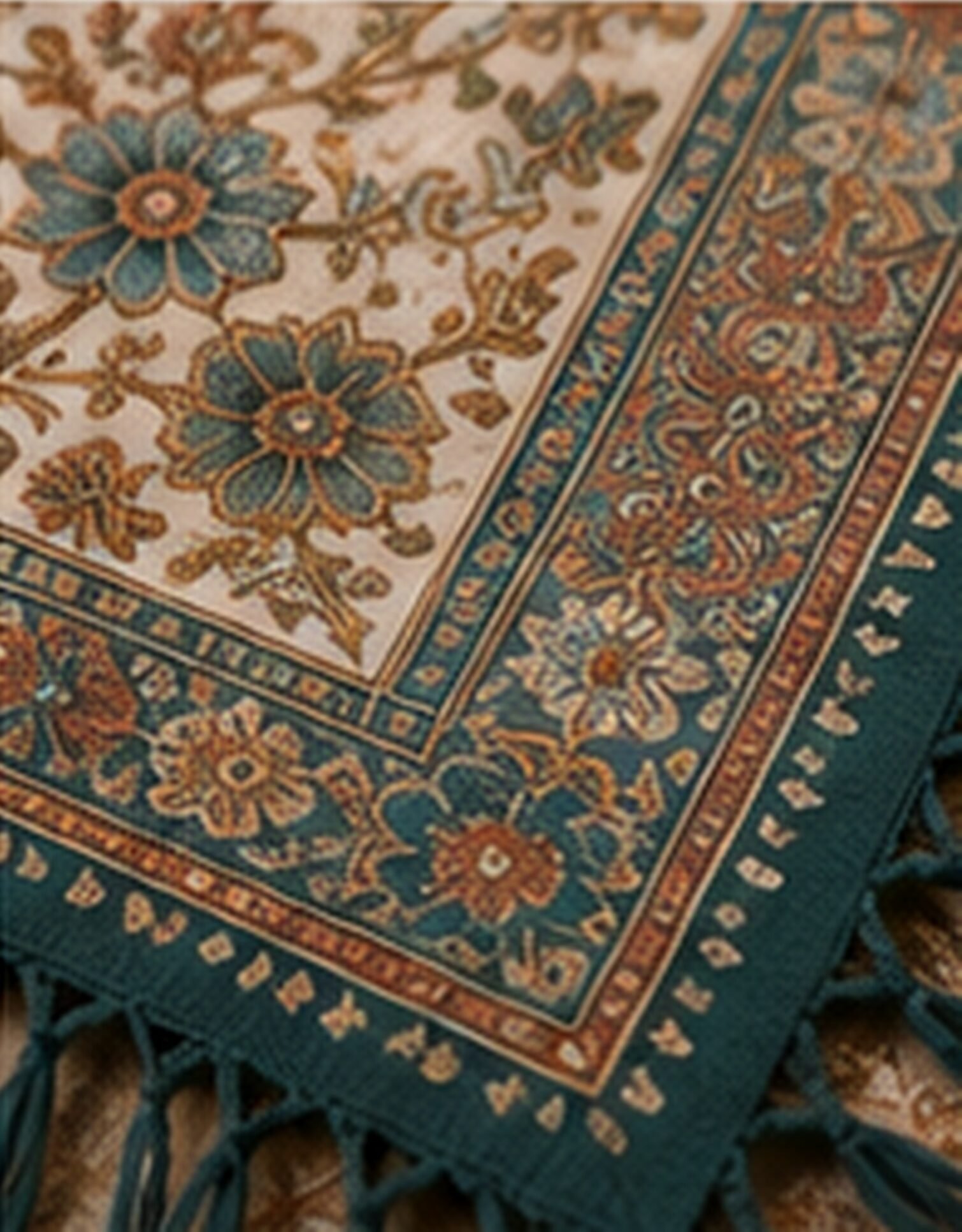 Verdant Ivory Luxury Pashmina Shawl - Image 4